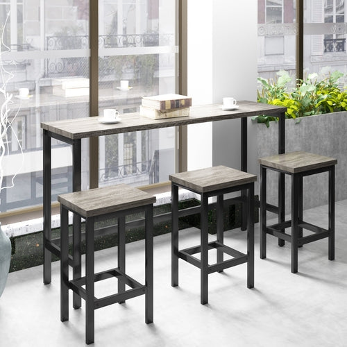 Counter Height Extra Long Dining Table Set with 3 Stools Pub Kitchen
