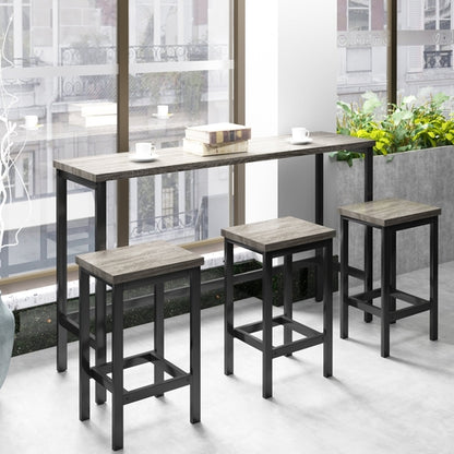Counter Height Extra Long Dining Table Set with 3 Stools Pub Kitchen