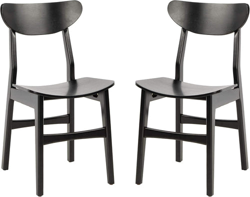 Retro Black Wood Dining Chair Set Of 2 For Home Dining