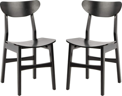 Retro Black Wood Dining Chair Set Of 2 For Home Dining