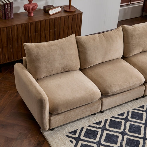 Modular Velvet Sectional Sofa Corner Chair – Convertible Upholstered
