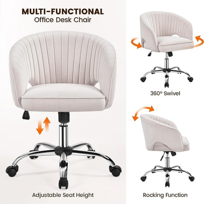 Cute Desk Chair Velvet Chair Vanity Chair with Wheels Home Office