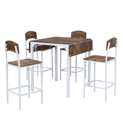 Farmhouse 5-piece Counter Height Drop Leaf Dining Table Set with