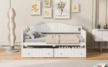 Twin Wooden Daybed with 2 drawers, Sofa Bed for Bedroom Living Room,No