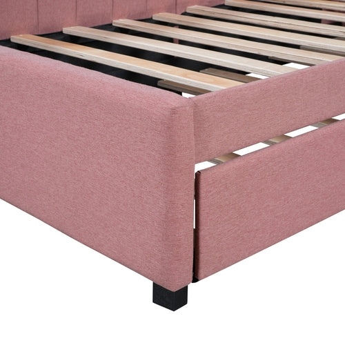 Upholstered Daybed with Trundle Sofa Bed Frame No Box Spring Needed,