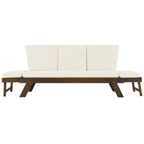 Outdoor Adjustable Patio Wooden Daybed Sofa Chaise Lounge with