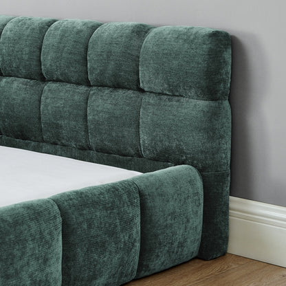 Upholstered Bed Frame with Thick Chenille Fabric, Grounded Platform