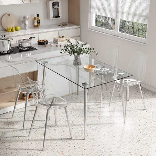 Clear Acrylic Dining Chairs Set Of 4 With Metal Legs