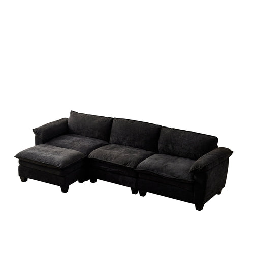 Living Room Furniture Sofa Luxury Couch with Ottoman Soft Chenille