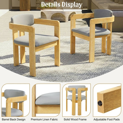 5-Piece Outdoor Acacia Wood Round Dining Set, Solid Wood Patio Table