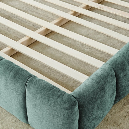 Upholstered Bed Frame with Thick Chenille Fabric, Grounded Platform