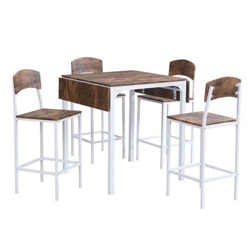 Farmhouse 5-piece Counter Height Drop Leaf Dining Table Set with