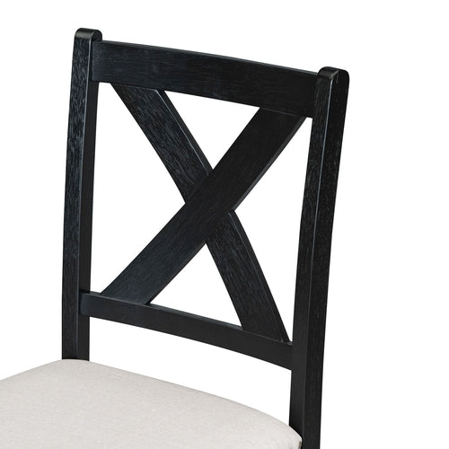 Farmhouse 82inch 6-Piece Extendable Dining Table with Footrest, 4