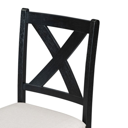 Farmhouse 82inch 6-Piece Extendable Dining Table with Footrest, 4