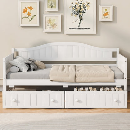 Twin Wooden Daybed with 2 drawers, Sofa Bed for Bedroom Living Room,No