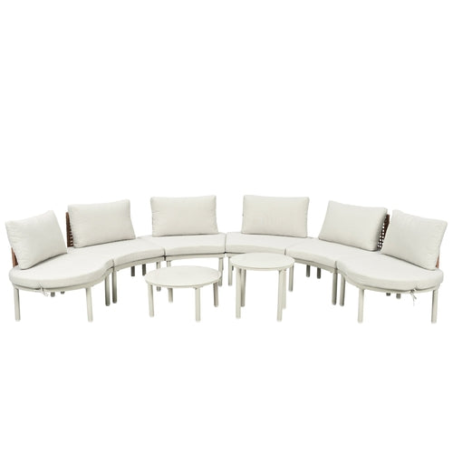 8-Piece Patio Sofa Furniture Set, Half Moon Outdoor Sectional Sofa