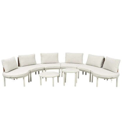 8-Piece Patio Sofa Furniture Set, Half Moon Outdoor Sectional Sofa
