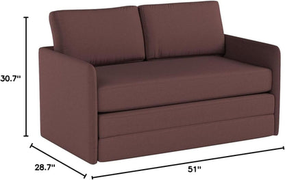 Brown Modern Loveseat Sleeper Sofa Bed For Small Spaces