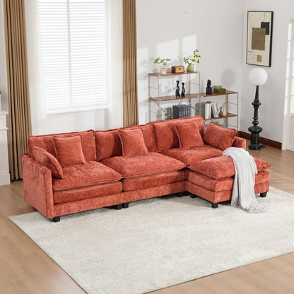 Cloud Sofa Modern Sectional Couch, Double Layer Upholstered Chenille