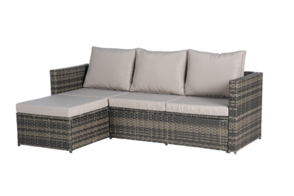 2 Piece Outdoor L-Shaped Wicker Patio Set – Sectional Sofa with