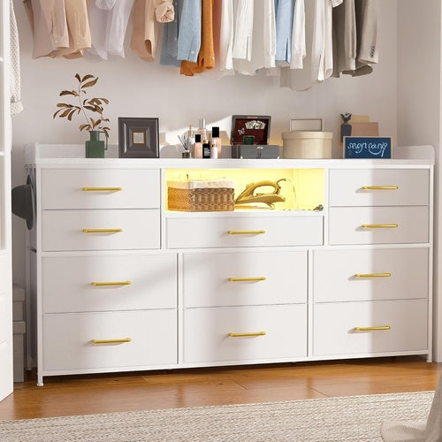 Bedroom Dresser With 11 Drawers And 60 Inch TV Stand White
