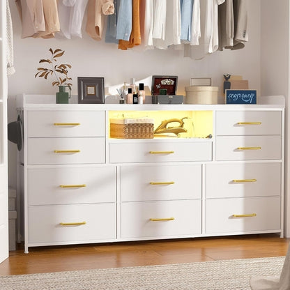 Bedroom Dresser With 11 Drawers And 60 Inch TV Stand White