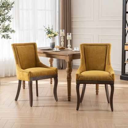 Ultra Side Dining Chair, Thickened Fabric with Solid Wood Legs and