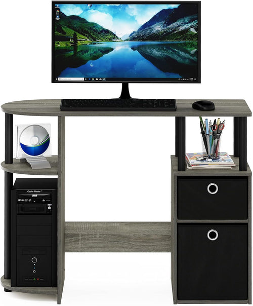 Jaya Simplistic Computer Desk CPU Shelf Oak Grey Black