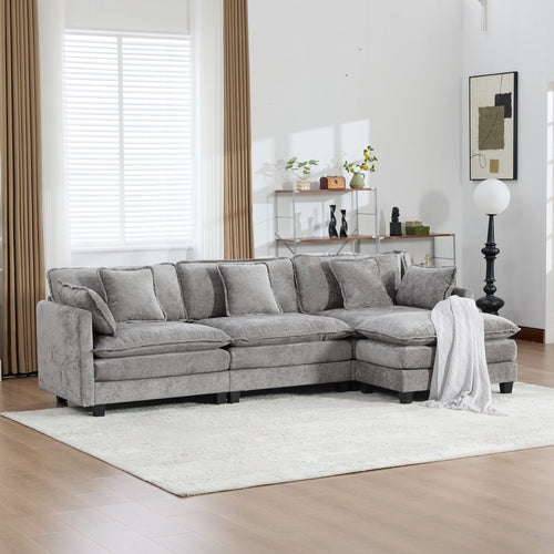 Cloud Sofa Modern Sectional Couch, Double Layer Upholstered Chenille