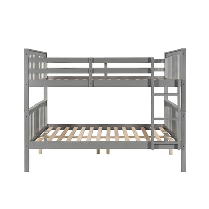Full over Full Bunk Bed with Ladder for Bedroom, Guest Room Furniture