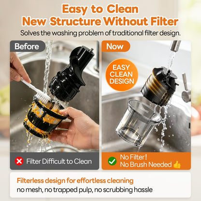 Aeitto 3-in-1 Juicer Machines With 6.0" Wide Feed Chute for Makes Juice, Sorbet & Nut Milk, Easy to Clean With Filter-Free Design, Masticating Juicer, Large Capacity, Self Feeding System, With Brush
