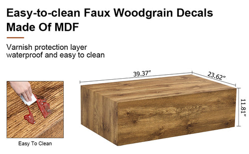 Modern Coffee Table – 39.3" Rectangular Accent Table with Textured