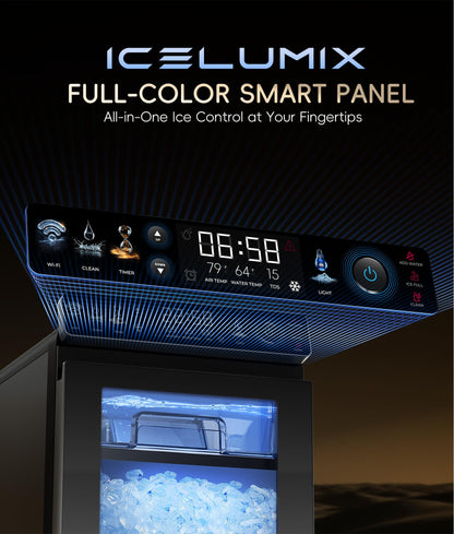 ecozy Nugget Ice Maker Countertop, First Full-Color Smart Panel 44 lbs/24H Ice Machine with APP & Voice Control, Double-Layer Insulation, Pull-Out Water Tank, Soft Pebble Chewable Ice, Self-Cleaning