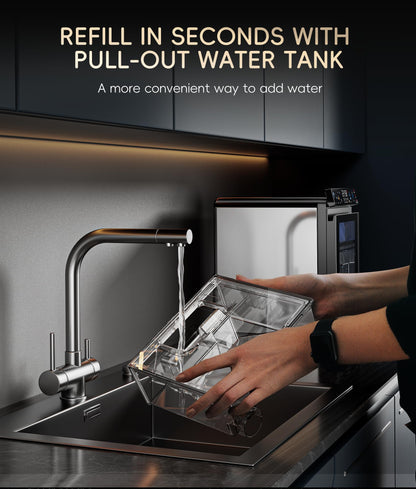 ecozy Nugget Ice Maker Countertop, First Full-Color Smart Panel 44 lbs/24H Ice Machine with APP & Voice Control, Double-Layer Insulation, Pull-Out Water Tank, Soft Pebble Chewable Ice, Self-Cleaning