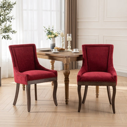 Ultra Side Dining Chair, Thickened Fabric with Solid Wood Legs and