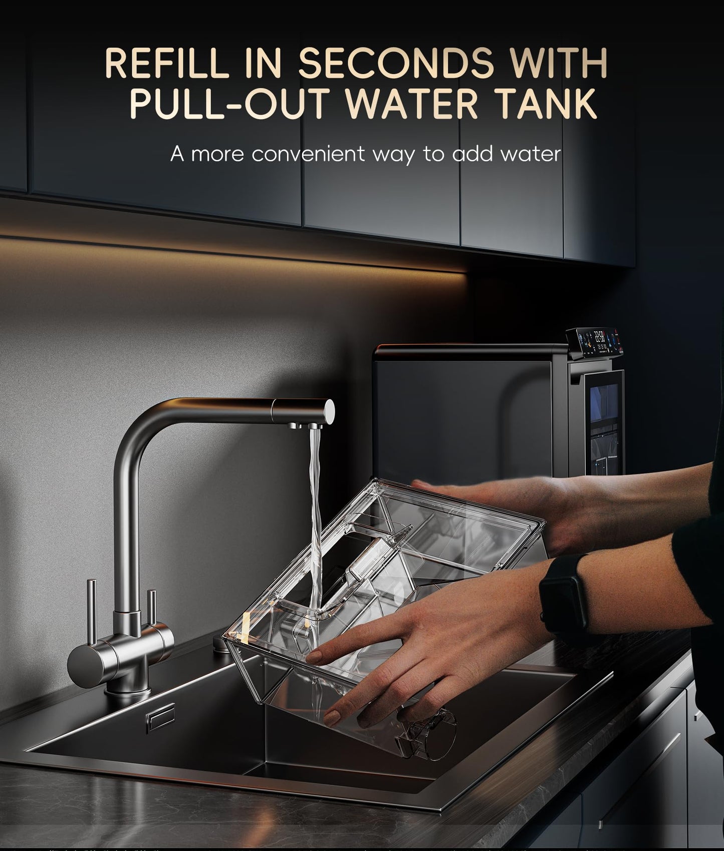 ecozy Nugget Ice Maker Countertop, First Full-Color Smart Panel 44 lbs/24H Ice Machine with APP & Voice Control, Double-Layer Insulation, Pull-Out Water Tank, Soft Pebble Chewable Ice, Self-Cleaning