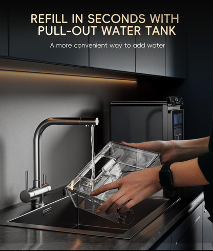 ecozy Nugget Ice Maker Countertop, First Full-Color Smart Panel 44 lbs/24H Ice Machine with APP & Voice Control, Double-Layer Insulation, Pull-Out Water Tank, Soft Pebble Chewable Ice, Self-Cleaning