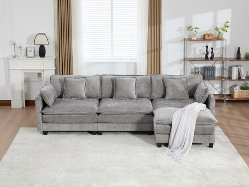 Cloud Sofa Modern Sectional Couch, Double Layer Upholstered Chenille