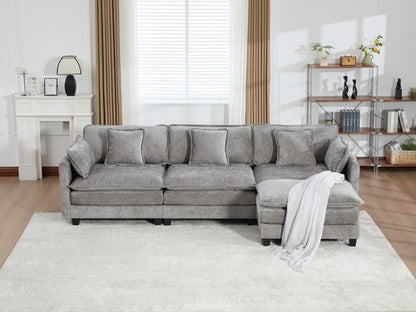 Cloud Sofa Modern Sectional Couch, Double Layer Upholstered Chenille
