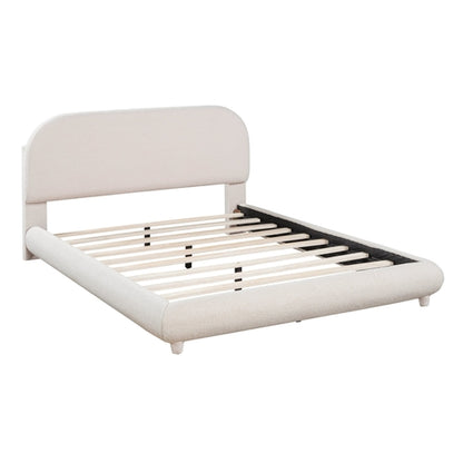 Teddy Fleece Upholstered Platform Bed with Thick Fabric, Solid Frame