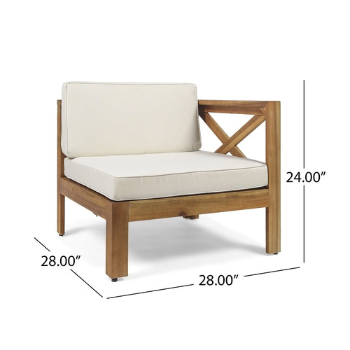 ALCOVE L-Shape Sofa Set Beige Acacia Wood with Water-Resistant