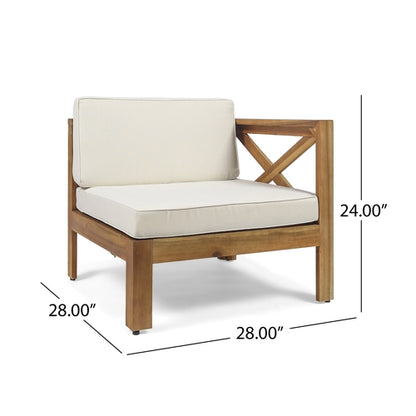 ALCOVE L-Shape Sofa Set Beige Acacia Wood with Water-Resistant