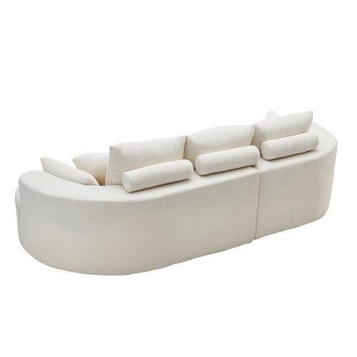 106" Curved Boucle Cloud Sectional Sofa with Chaise Lounge – 2-Piece