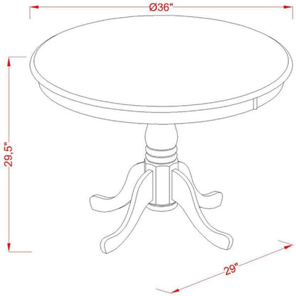 Mid Century Round Solid Wood Dining Table With Linen White Finish