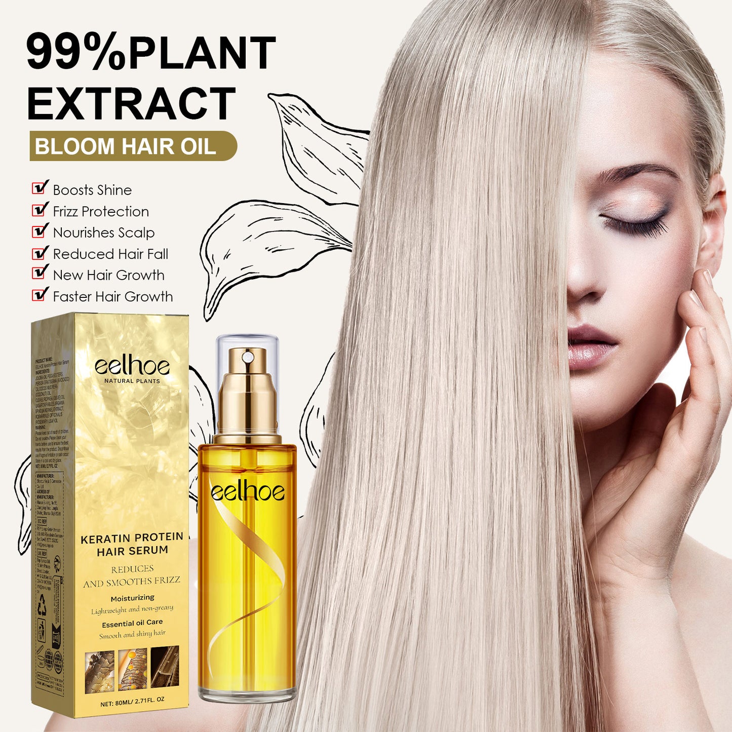 Keratin Hair Essence Spray, Hair Repair To Improve Dry Curly Frizz Pomade Essence