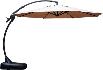 11ft Cantilever Umbrella With Base Champagne Aluminum Outdoor Patio
