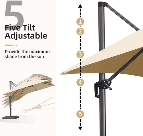 Cantilever Patio Umbrella 9 By 11.5 Feet 360 Rotation