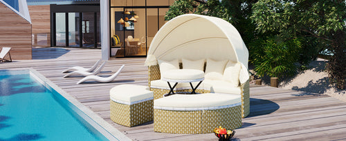 Patio Furniture Round Outdoor Sectional Sofa Set Rattan Daybed