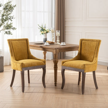 Ultra Side Dining Chair, Thickened Fabric with Solid Wood Legs and