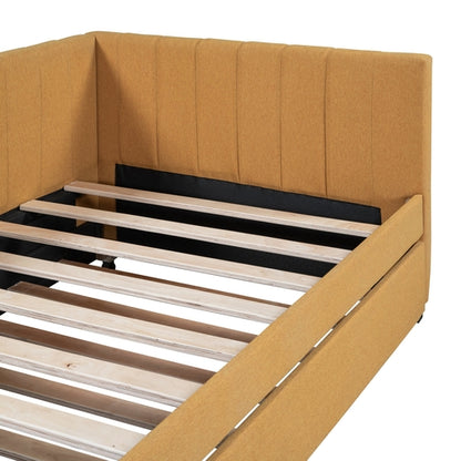 Upholstered Daybed with Trundle Sofa Bed Frame No Box Spring Needed,